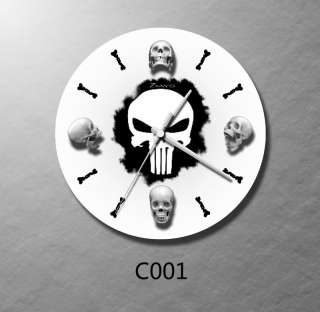 collectible skull w/bone pirate wall clock art  