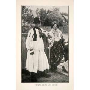  1903 Print Shokat Bride Groom Hungarian Folk Clothing 