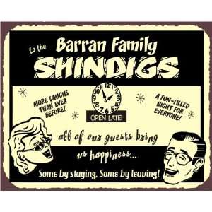  Family Shindigs Custom Name Vintage Metal Retro Tin Sign 