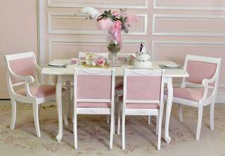 Shabby Cottage Chic White Dining Table Oval French Roses Seats 6 