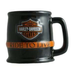 HD Harley Davidson 2 Ounce Live To Ride Orange Mug Shot  