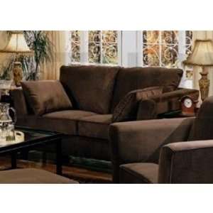   Contemporary Love Seat with Flair Tapered Arms and Accent Pillows