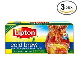 Lipton Decaffeinated Cold Brew, Family Size Black Tea Bags, 22 Count 