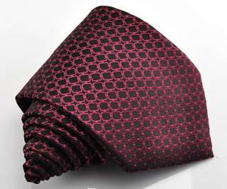   Classic red Jacquard silk Mens Tie Necktie set Cufflinks Hanky  