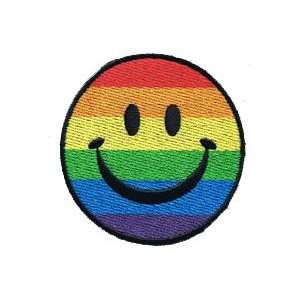  Novelty Smile Smiley Face Iron On Patch   Rainbow Smiley 