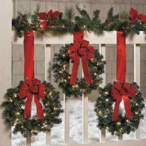    BrylaneHome Set Of 3 Cordless Pre Lit Mini Wreaths