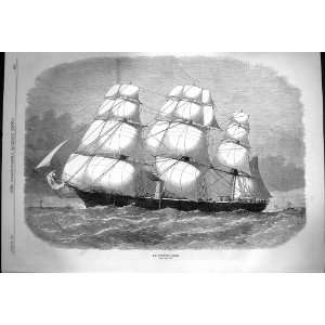 1870 Ship H.M. Corvette Volage Sailing Antique Print