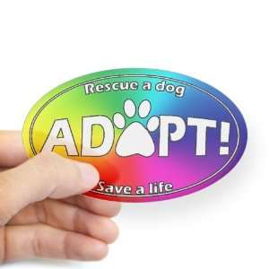  Adopt Sticker White on Multi Pets Oval Sticker by 