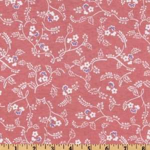  56 Wide Cotton Jersey Knit Flowers Coral/White Fabric By 