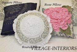   CHIC SHABBY ROSE VALLEY WHITE PINTUCK ROUND THROW ACCENT PILLOW  