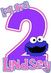 COOKIE MONSTER BIRTHDAY T SHIRT DESIGN DECAL NEW  