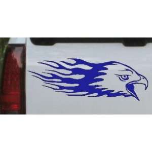  8.5in X 3in Blue    Flaming Eagle Head Car Window Wall 