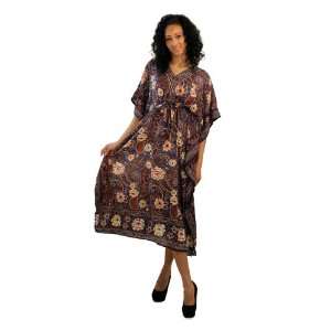  Floral Draw String Kaftan  Blue 