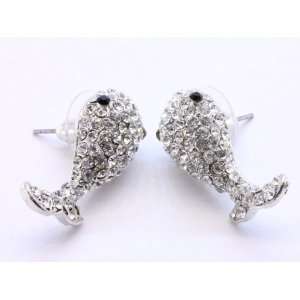  Whale Crystal bling Sea Animal earrings 