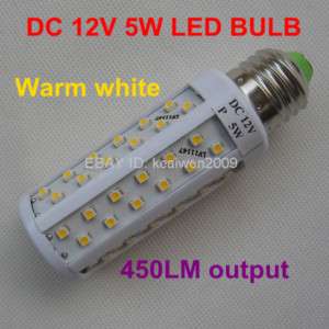   12V 5W warm white 450lm 3528 E27 LED BULB led light solar light system