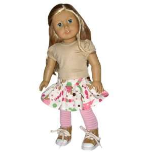  Tan Top, Ice Cream Skirt, and Pink Striped Tights. Doll 