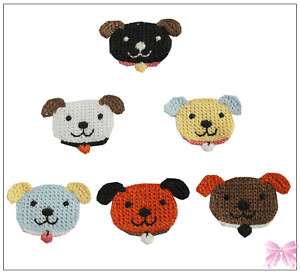 6PCS crochet cute puppy dog Applique/Scrap/flatback/bow  