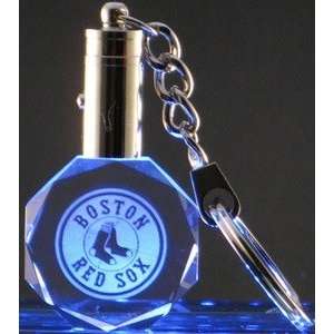  RED SOX Team Logo Octagon Laser Etched LED CRYSTAL KEYCHAIN Circle 