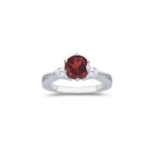  0.68 Cts Diamond & 1.25 Cts Garnet Ring in 18K White Gold 