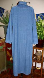COLDWATER CREEK Soft Blue Denim Cowl Neck Long Dress L / Large  