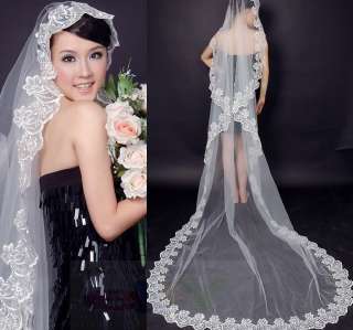 Layer White/Ivory Wedding Bridal Dress Tiara Veil Scarf/Shawl  