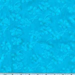 54 Wide Embossed Jersey Knit Daisies Turquoise Fabric By The Yard