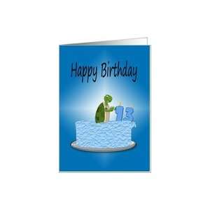 Happy Birthday 13   turtle eating cake Card Toys & Games