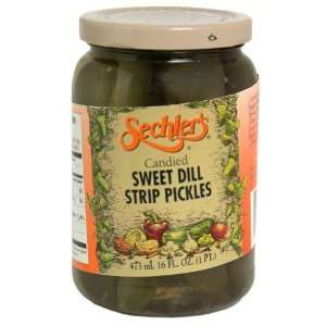 Sechlers, Pickle Candied Sweet Dill Strip, 16 Ounce (6 Pack)  