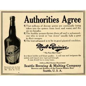   Ad Malt Rainier Seattle Brewing Malting Beer Tonic   Original Print Ad