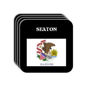 US State Flag   SEATON, Illinois (IL) Set of 4 Mini Mousepad Coasters