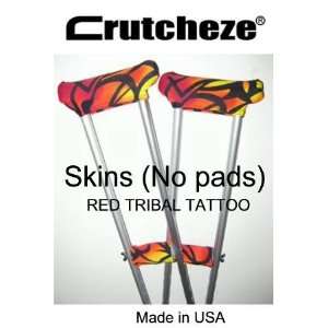   Skins Underarm Crutch and Grip Covers No Pads Red Tribal Tattoo Skins