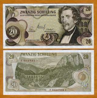 Austria, 20 schillings 1967, P 142 pre Euro UNC  