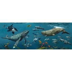  Deep Sea Whales Mural
