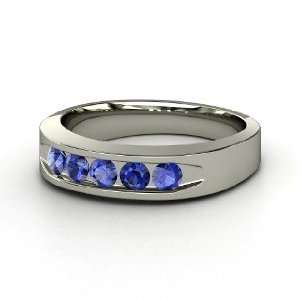  Quin Gem Culvert Ring, Sterling Silver Ring with Sapphire 