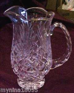 Pressed Glass Crystal FOOTED PITCHER Criss Cross & Fans  