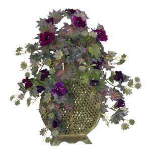   Morning Glory w/Decorative Vase Silk Plant Purple Colors   Silk Plant