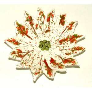  Vintage Ceramic Poinsettia Candy Bowl 