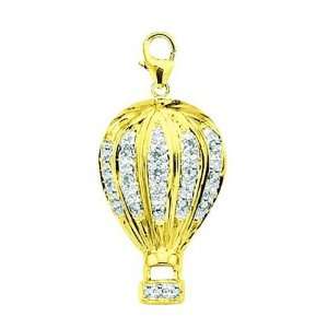 14K Gold 1/10ct HIJ Diamond Hot Air Balloon Spring Ring 