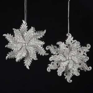   Pack of 24 Silver Glitter Elegant Winter Snowflake Christmas Ornaments