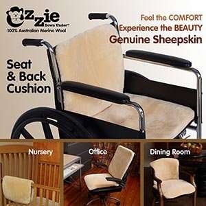 Ozzie Down Under Medical Sheepskin Combo Pack Wheelchair Back Pad and 