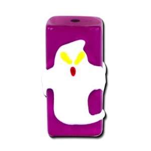 20mm Purple Scary Ghost Hand Painted Rectangle Lampwork 