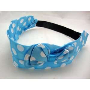  Blue Polka Dot Satin Scarf Headband Beauty