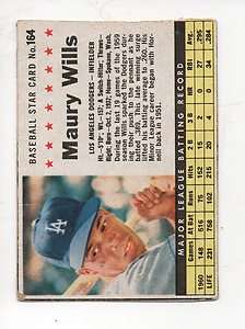 1961 Post #164A Maury Wills Los Angeles Dodgers Box Cut  