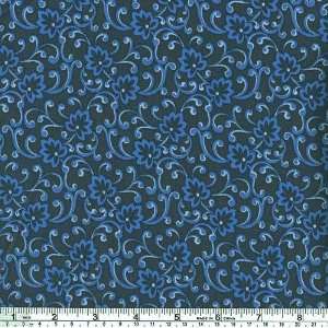   Wide Josephine Scroll Blue Fabric By The Yard Arts, Crafts & Sewing