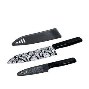   Colori Art Chefs and Paring Knife, Black Damask
