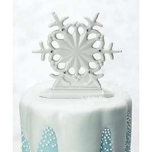 Glazed Porcelain Snowflake Cake Topper   Winter Theme  