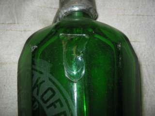   Vintage Seltzer Bottle Green Glass Samuel Pickoff Brooklyn NY GE Mink
