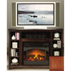   Savannah Tall Entertainment Console with Fireplace  Concord Cherry