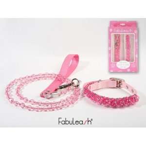   Beaded Hot Pink Fuchsia Dog Fashion Collar & Leash Leash & Collar Set
