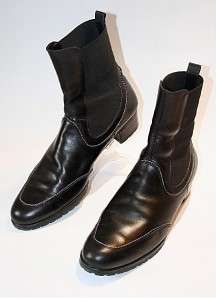 SALVATORE FERRAGAMO Chelsea Black Leather Ankle Boots 8.5 B Italy EUC 